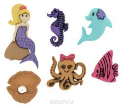 Пуговицы декоративные Dress It Up "На дне морском", 6 шт. 7706340