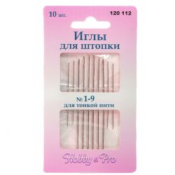 Набор ручных игл "Hobby & Pro", для штопки, №1-9, 10 шт