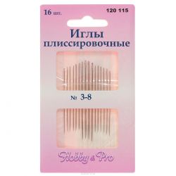 Набор ручных игл "Hobby & Pro", плиссировочные, №3-8, 16 шт