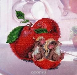 Канва с рисунком для вышивания бисером Alisena "Мышки", 25 х 24 см 699981