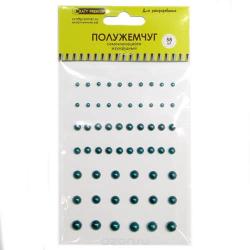Полужемчуг самоклеящийся "Craft Premier", цвет: изумрудный, 58 шт