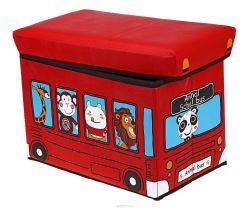 Коробка для хранения Sima-land "Автобус с животными", цвет: красный, 40 х 25 х 25 см