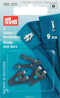 Крючки и петли для юбок и брюк "Prym", цвет: черный, 9 мм, 2 пары