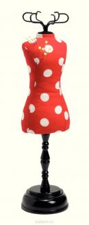 Игольница-манекен Prym "Polka Dots", цвет: красный, белый, 28 см
