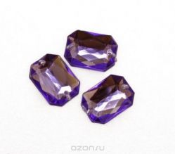 Стразы пришивные "Астра", акриловые, прямоугольные, цвет: фиолетовый (24), 13 мм х 18 мм, 6 шт. 7701653_24