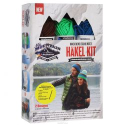Набор для вязания шапки крючком Coats "My Mountain", цвет: неоновый зеленый (00171), синий (00065), шоколадный (00010)