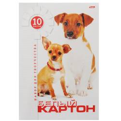 Картон Hatber "Два щенка", цвет: белый, 10 листов