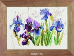 Набор для вышивания крестом Lanarte "Triptych Blue Flowers Irisses", 40 х 28 см