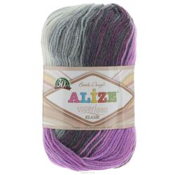 Пряжа для вязания Alize "Superlana Klasik Pastel Batik", цвет: серый, белый, фиолетовый (4310), 100 г, 280 м, 5 шт