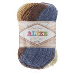 Пряжа для вязания Alize "Superlana Klasik Pastel Batik", цвет: белый, коричневый, синий (4263), 100 г, 280 м, 5 шт