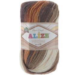 Пряжа для вязания Alize "Superlana Klasik Pastel Batik", цвет: белый, коричневый, оранжевый (3380), 100 г, 280 м, 5 шт