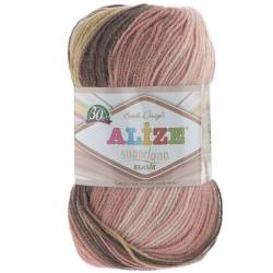 Пряжа для вязания Alize "Superlana Klasik Pastel Batik", цвет: розовый, серый, коричневый (3511), 100 г, 280 м, 5 шт