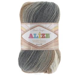 Пряжа для вязания Alize "Superlana Klasik Pastel Batik", цвет: белый, серый, коричневый (3160), 100 г, 280 м, 5 шт