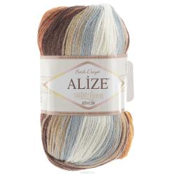 Пряжа для вязания Alize "Superlana Zincir Batik", цвет: белый, серый, коричневый (4221), 280 м, 100 г, 5 шт