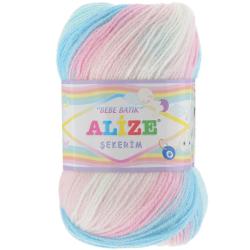 Пряжа для вязания Alize "Sekerim Bebe Batik", цвет: белый, розовый, голубой (2604), 320 м, 100 г, 5 шт