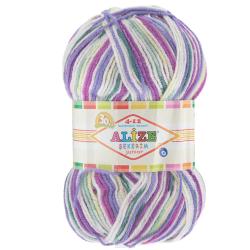 Пряжа для вязания Alize "Sekerim Junior", цвет: белый, фиолетовый, желтый (809), 320 м, 100 г, 5 шт
