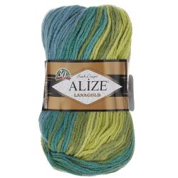 Пряжа для вязания Alize "Lanagold Batik Design", цвет: голубой, зеленый, серый (4444), 240 м, 100 г, 5 шт