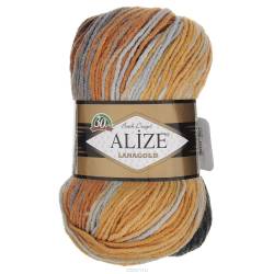 Пряжа для вязания Alize "Lanagold Batik Design", цвет: коричневый, серый, желтый (4248), 240 м, 100 г, 5 шт