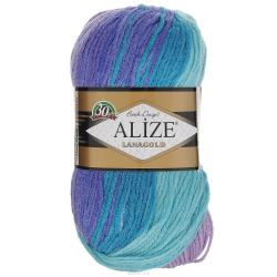 Пряжа для вязания Alize "Lanagold Batik Design", цвет: сиреневый, фиолетовый, зеленый (3927), 240 м, 100 г, 5 шт