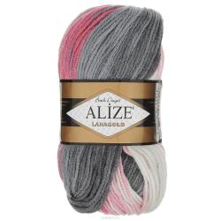 Пряжа для вязания Alize "Lanagold Batik Design", цвет: белый, серый, розовый (1602), 240 м, 100 г, 5 шт