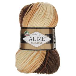 Пряжа для вязания Alize "Lanagold Batik Design", цвет: молочный, бежевый, коричневый (1732), 240 м, 100 г, 5 шт