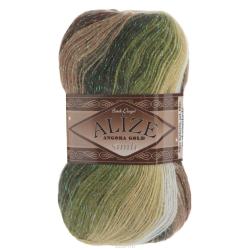 Пряжа для вязания Alize "Angora Gold Batik. Simli", цвет: белый, зеленый, коричневый (1893), 500 м, 100 г, 5 шт