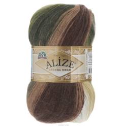 Пряжа для вязания Alize "Angora Gold Batik", цвет: белый, оливковый, коричневый (1893), 550 м, 100 г, 5 шт