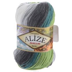 Пряжа для вязания Alize "Burсum Batik", цвет: зеленый, белый, серый (4198), 210 м, 100 г, 5 шт