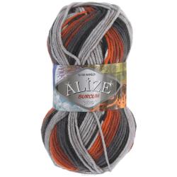Пряжа для вязания Alize "Burсum Cizgi", цвет: серый, алый, черный (4327), 210 м, 100 г, 5 шт