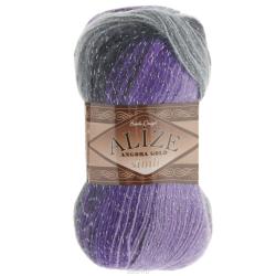 Пряжа для вязания Alize "Angora Gold Batik. Simli", цвет: белый, черный, фиолетовый (4306), 500 м, 100 г, 5 шт