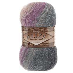 Пряжа для вязания Alize "Angora Gold Batik. Simli", цвет: белый, серый, сиреневый (1986), 500 м, 100 г, 5 шт