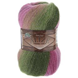 Пряжа для вязания Alize "Angora Gold Batik. Simli", цвет: малиновый, розовый, зеленый (2527), 500 м, 100 г, 5 шт