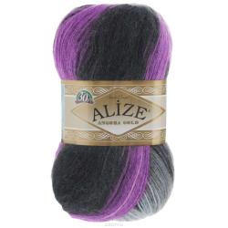Пряжа для вязания Alize "Angora Gold Batik", цвет: светло-серый, серый, фуксия (4308), 500 м, 100 г, 5 шт