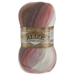 Пряжа для вязания Alize "Angora Gold Batik", цвет: белый, розовый, коричневый (4339), 550 м, 100 г, 5 шт