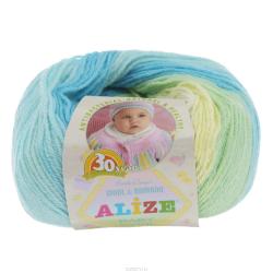 Пряжа для вязания Alize "Baby wool batik design", цвет: светло-зеленый, голубой, желтый (3567), 175 м, 50 г, 10 шт