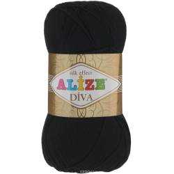 Пряжа для вязания Alize "Diva", цвет: черный (60), 350 м, 100 г, 5 шт
