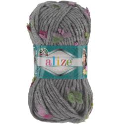 Пряжа для вязания Alize "Flower", цвет: молочный, зеленый, фиолетовый (5073), 80 м, 100 г, 5 шт