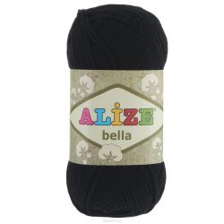 Пряжа для вязания Alize "Bella", цвет: черный (60), 180 м, 50 г, 5 шт