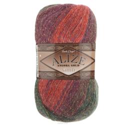 Пряжа для вязания Alize "Angora Gold Batik. Simli", цвет: зеленый, красный, коричневый (3368), 500 м, 100 г, 5 шт