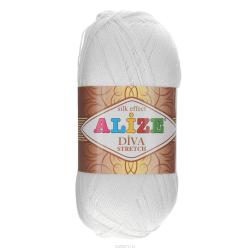 Пряжа для вязания Alize "Diva Stretch", цвет: белый (55), 400 м, 100 г, 5 шт