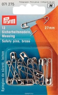 Булавки английские "Prym", цвет: золотой, 27 мм, 12 шт