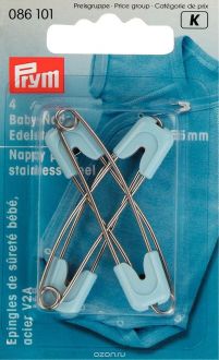 Булавки "Prym", с двойной застежкой, цвет: голубой, 55 мм, 4 шт