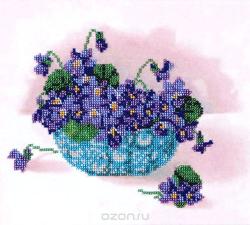 Канва с рисунком для вышивания бисером Hobby & Pro "Фиалки", 25 х 22 см