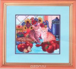 Канва с рисунком для вышивания бисером Hobby & Pro "Котенок на кухне", 25 х 22 см