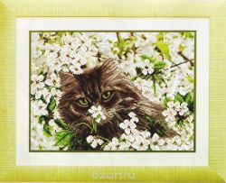 Канва с рисунком для вышивания бисером Hobby & Pro "Милый котик", 30 х 21,5 см