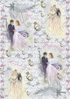 Рисовая карта для декупажа Кустарь "Жених с невестой", 21 см х 30 см