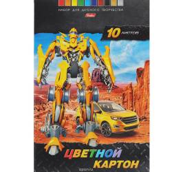 Картон цветной "Hatber: Трансформер", 10 цв, формат А4