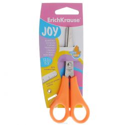 Ножницы Erich Krause "Joy", для левшей, цвет: оранжевый, 13,5 см