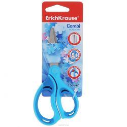 Ножницы детские Erich Krause "Combi", цвет: голубой, 15 см