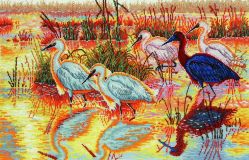 Набор для вышивания Maia "Egrets" /Белые цапли/ 20*34см (состав: канва Aida 18, цветная схема, нитки Anchor, игла, инструкция), счетный крест